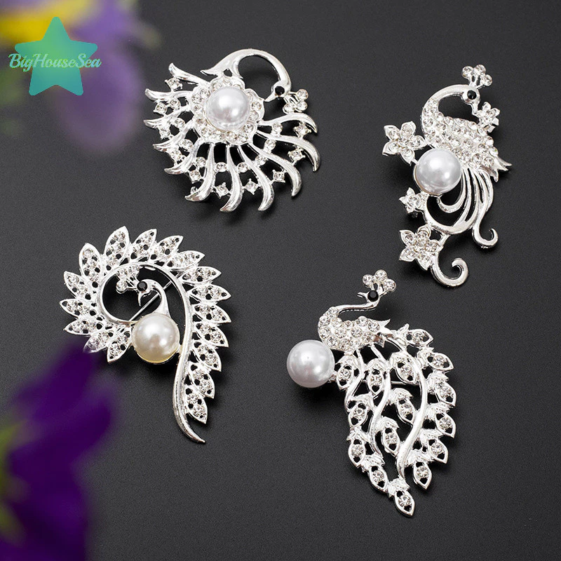 เข็มกลัดนกยูงคริสตัล Rhinestone งานละเอียด แฟชั่น thumbnail 8