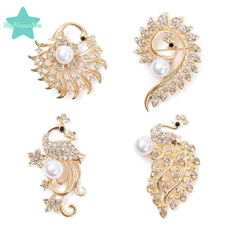 เข็มกลัดนกยูงคริสตัล Rhinestone งานละเอียด แฟชั่น thumbnail 10