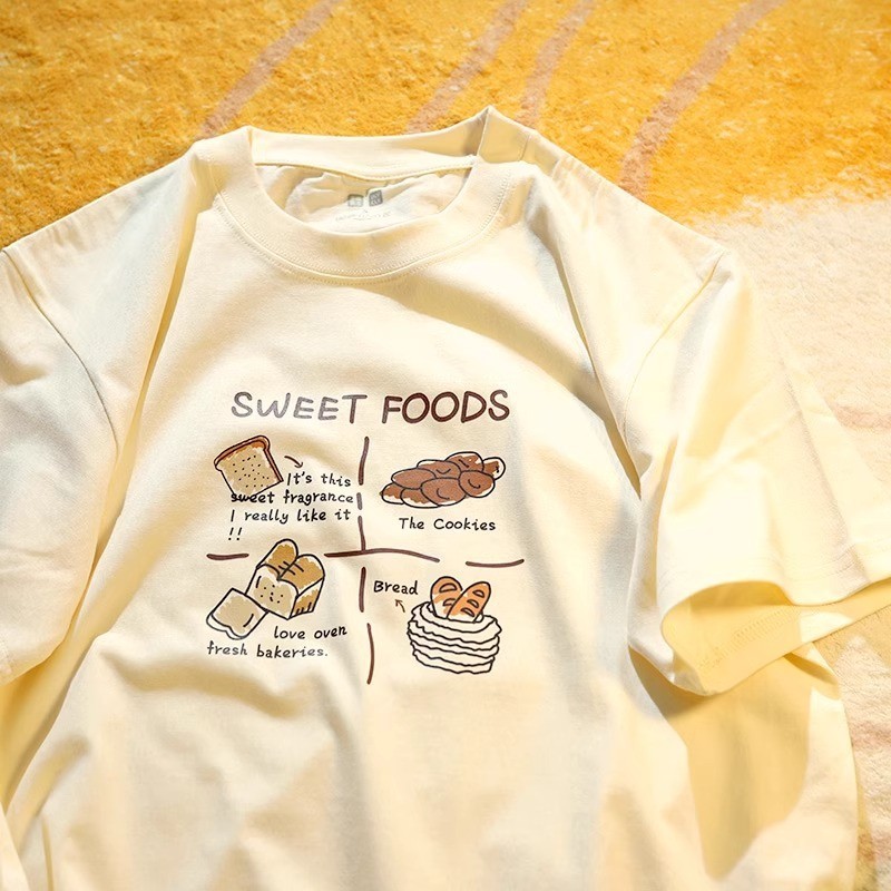 (พร้อมส่งจากกรุงเทพฯ ถึงภายใน 2 วัน) เสื้อยืดแขนสั้นพิมพ์ลายผ้าฝ้ายแท้ ใส่สบาย oversize ลายการ์ตูน เสื้อเชิ้ตลำลอง COD