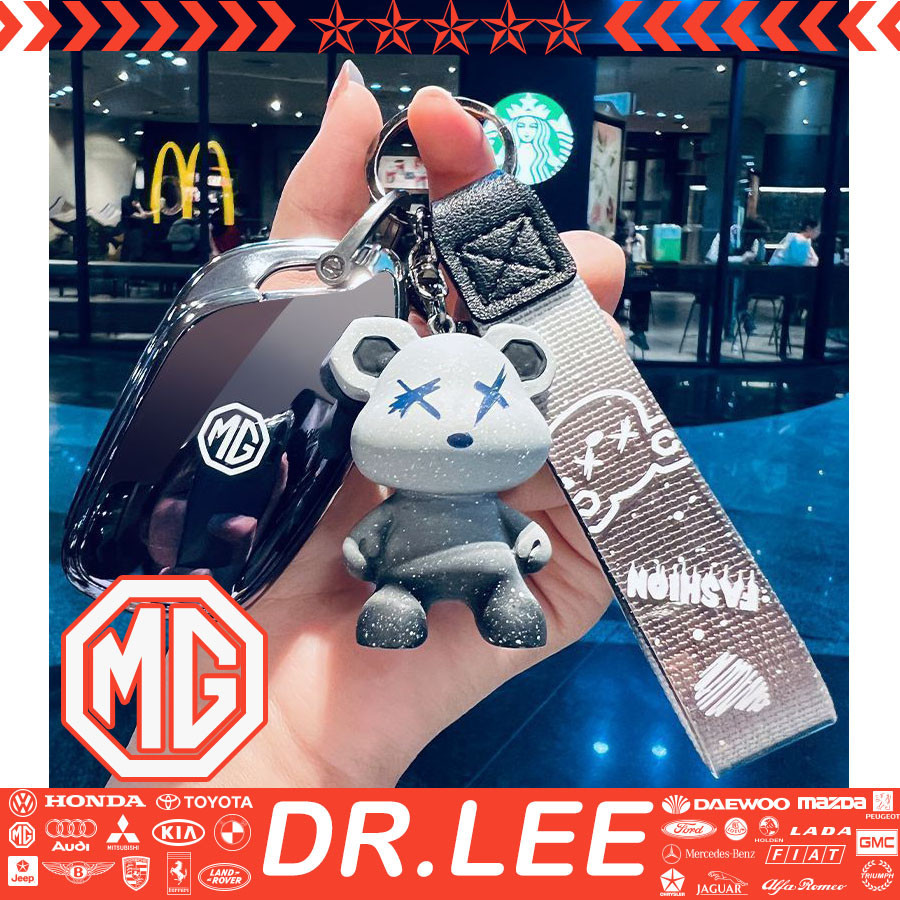 Dr.lee [จุดจัดส่งที่รวดเร็ว] MG รถไล่โทนสีสีชุดกุญแจแฟชั่นเทพธิดารถเปลือกที่สำคัญ MG4 MG ZS MG5 MG HS MG6รถพวงกุญแจถักมือเชือกรถโลโก้พวงกุญแจพวงกุญแจ S