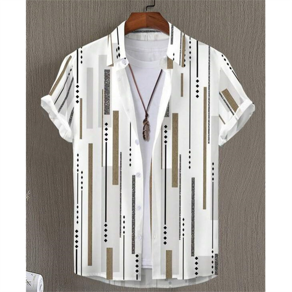 แฟชั่นฤดูร้อน 3D พิมพ์ลายชายเสื้อ Basic GraphicsButton แขนสั้น Streetwear เสื้อฮาวายเสื้อสําหรับชาย