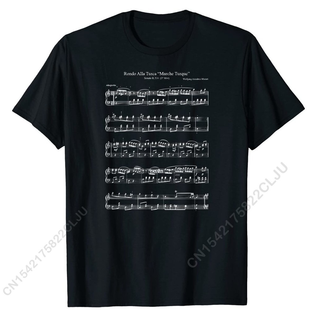Mozart Music Notes Score - Rondo Alla Turca ตลกเสื้อยืดผู้ชายผ้าฝ้ายเสื้อยืดสําหรับนักเรียนที่กําหนด