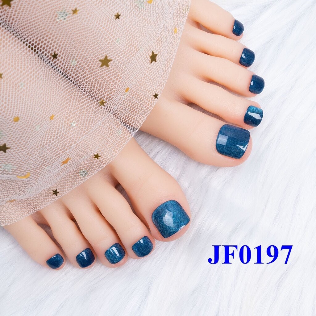 PPHOO เล็บปลอม เล็บเท้า สีสวย เล่นแสง กริตเตอร์ ระยิบระยับ สำเร็จรูป 24ชิ้น