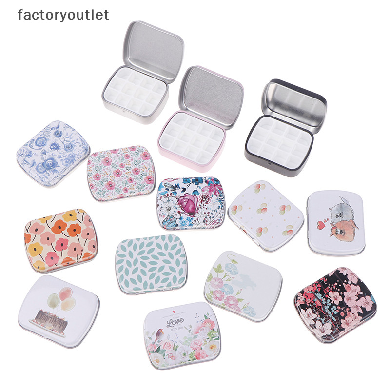 Flth แบบพกพาสีน้ําเปล่าดีบุกกล่อง 12 กริดมินิสีน้ําสี Palette Travel Paing ถาดสีอุปกรณ์ศิลปะ Vary