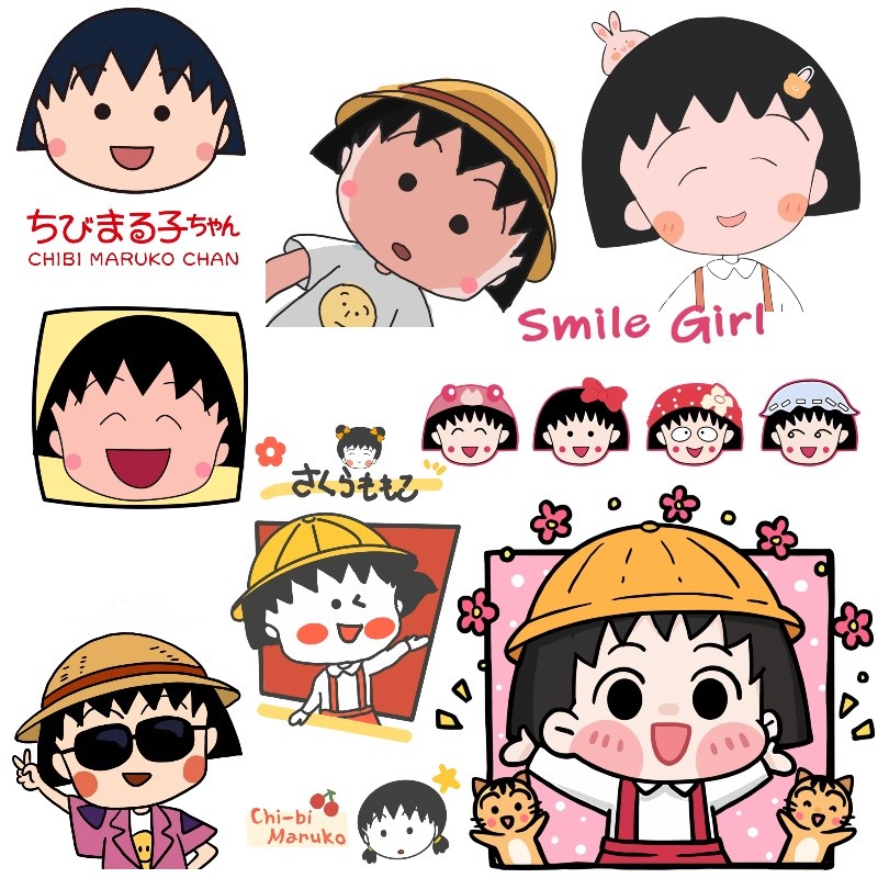 สติ๊กเกอร์พิมพ์ลาย Sakura Momoko Chi-bi Maruko สติ๊กเกอร์กันความร้อนสติ๊กเกอร์ซักได้ DIY ตกแต่ง