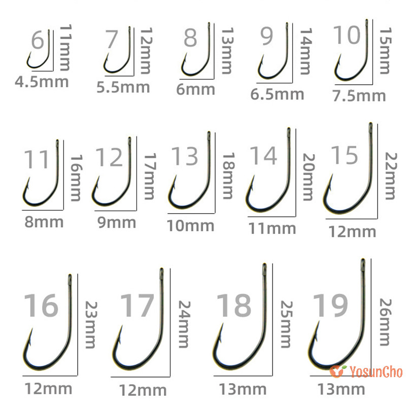 Yosunchoker] 100 ชิ้นหลอดชนิดบรรจุกล่อง Maruse Hooks สีดําเหล็กคาร์บอนสูง Coon และเบ็ดตกปลาทะเลพร้อมแหวนและ Barbed ลวดใหม่