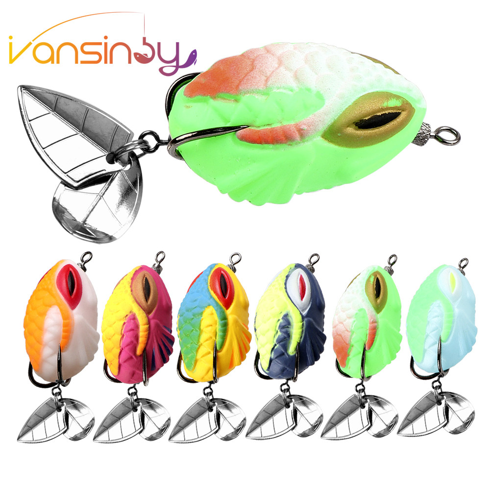 ตกปลา 3.5 ซม./7 กรัมเหยื่อกบนุ่มช้อนคู่พร้อมตะขอเลือดคู่ TopWater Ray กบเหยื่อปลอม