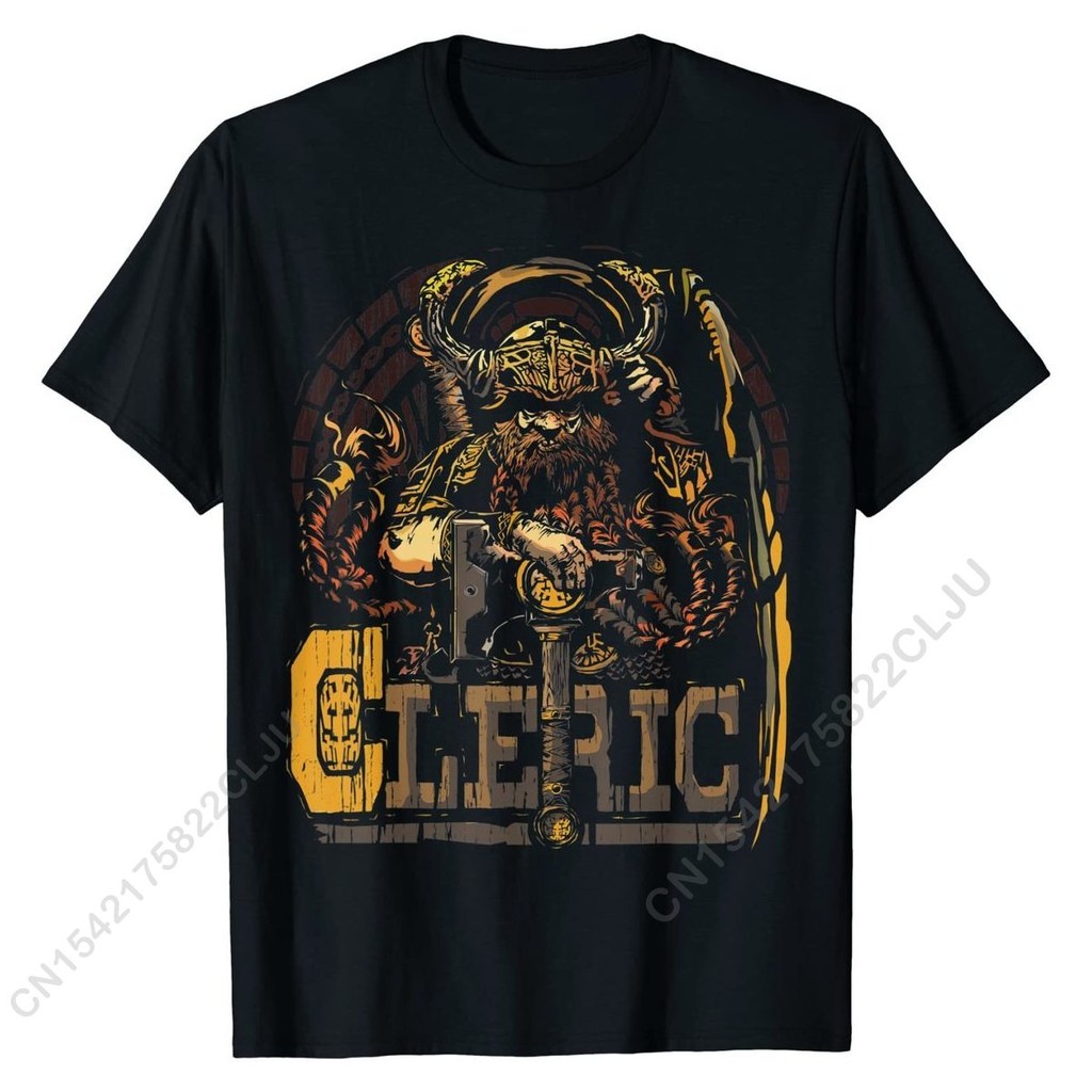 Dwarven Cleric RPG สุดยอดคอสเพลย์เล่นตามบทบาท Gamers เสื้อยืดผ้าฝ้ายเสื้อสําหรับชายสไตล์เรียบง่าย T 