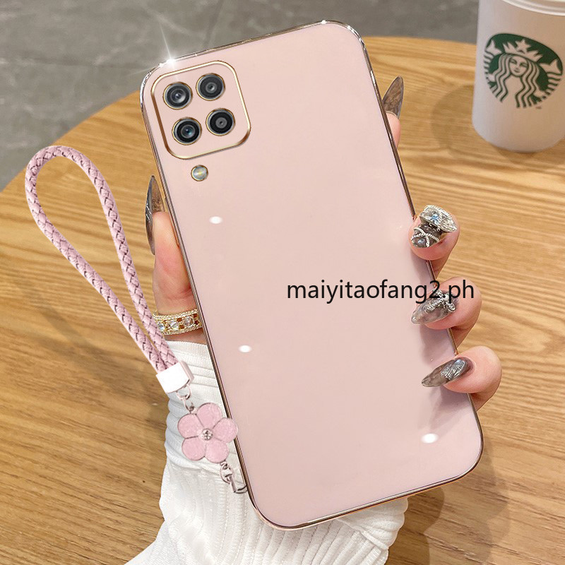 สําหรับsamsung Galaxy A12 M12 F12 A22 M22 F22 M32 M33 M53 4G 5G A22 A42 M42 5G A12 Nacho A12Sเคสโทรศัพท์สไตล์เกาหลี6Dซิลิโคนอ่อนนุ่มหรูหราElectroplatingเคสโทรศัพท์+ฟรี