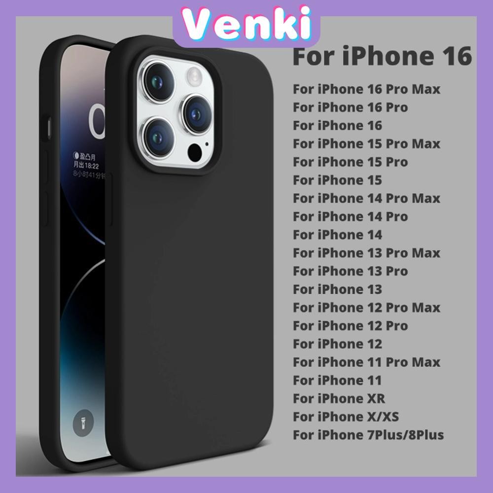 Venki - สำหรับ iPhone 16 Pro Max iPhone 11 Case Black TPU Soft Case เปลือกโทรศัพท์มือถือสีขาวที่รู้สึกดี Compatible With iPhone15 14 Pro Max 13 12 Pro max XS XR Max 7 8 Plus