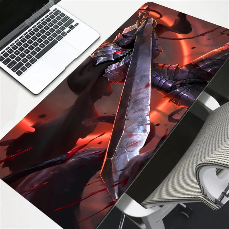 แผ่นรองเมาส์ Berserk Guts Gamer Gaming Mouse Pad Guts ดาบ Berserk อุปกรณ์เสริมคอมพิวเตอร์คีย์บอร์ดขนาดใหญ่แล็ปท็อป Padmouse ความเร็วโต๊ะ