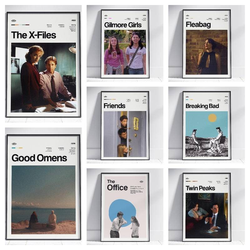 สํานักงานโปสเตอร์ Twin Peaks Friends Breaking Bad Good Omens Fleabag Gilmore Girls X ไฟล์โปสเตอร์