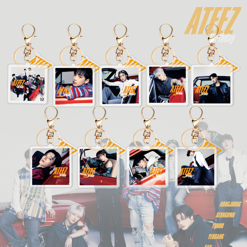 Kpop ATEEZ อัลบั้มใหม่วันเกิดอะคริลิคกระเป๋าพวงกุญแจเครื่องประดับจี้ Hongjoong Seonghwa Wooyoung
