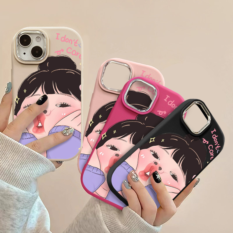 การ์ตูนน่ารักสาวเคสโทรศัพท์เข้ากันได้สําหรับiphone 15 14 13 12 11Pro MAX 7 8 Plus X XR XS MAX SE2020 15Plusขั้นสูงหลุมขนาดใหญ่TPU Soft Shell