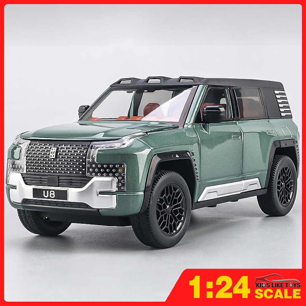 Klt 1:24 BYD Yangwang U8 SUV โลหะของเล่นรถDiecastรถสําหรับชายเด็กจําลองเสียงแสงของขวัญงานอดิเรกคอลเล