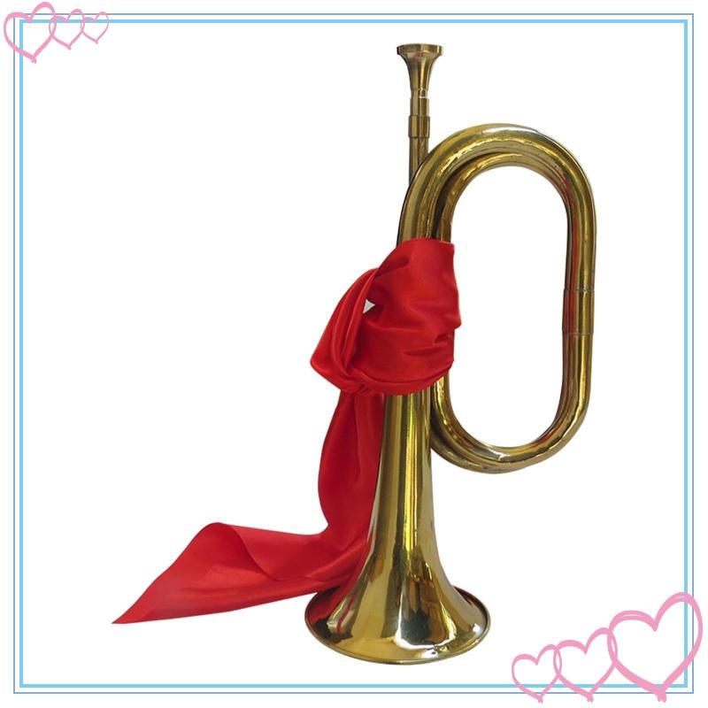 [meteor2] แตรมาตรฐานพร้อมผ้าสีแดงแบบพกพา 13in ทองเหลือง Cavalry ทรัมเป็ต Bugles สําหรับ