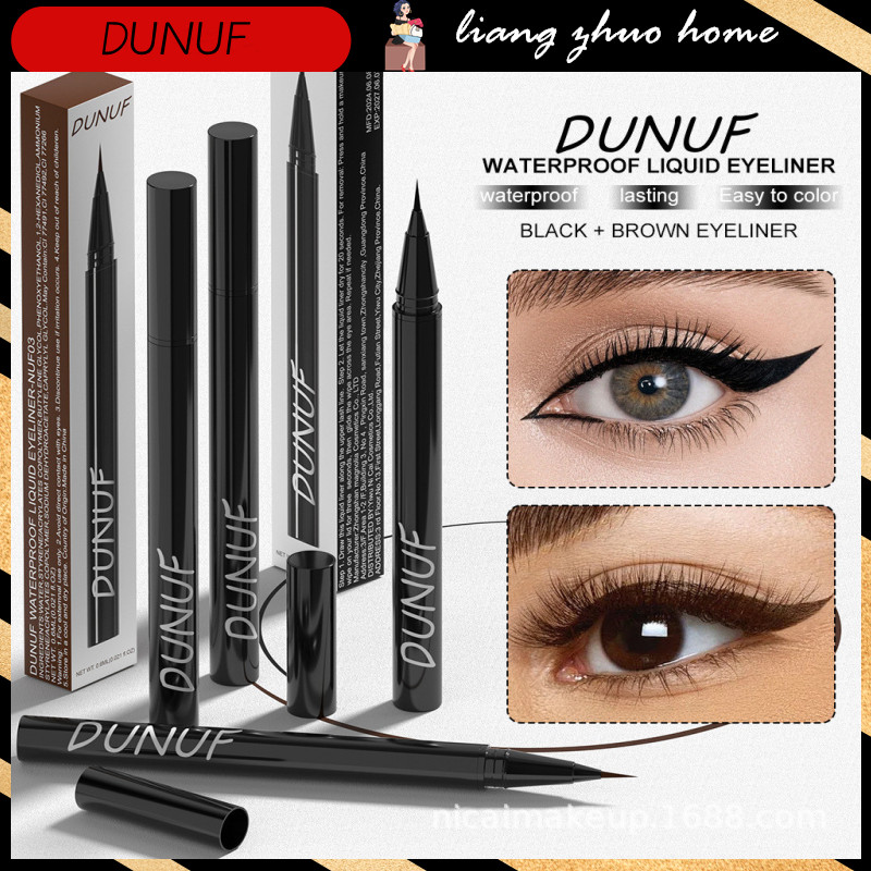 Dunuf อายไลเนอร์ชนิดน้ําสีดําสีน้ําตาล Make Up Eye Liner ดินสอ 0.01 มม.Ultra Fine Quick Dry Long Lasting Waterproof Eyeliner Eyes แต่งหน้า