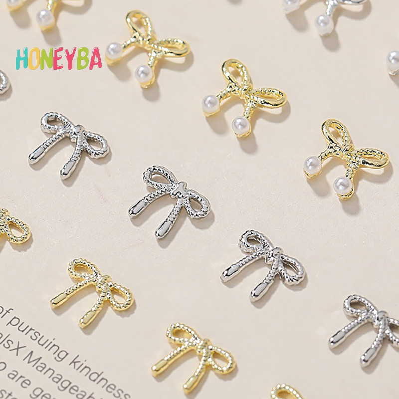 <Honeyba> 10pcs 3D Silver Gold Bowknotรูปเล็บChโลหะเล็บRhinestonesเล็บเครื่องประดับสําหรับDIYเล็บอุปกรณ์เสริมSon Nice - รูปที่ 7