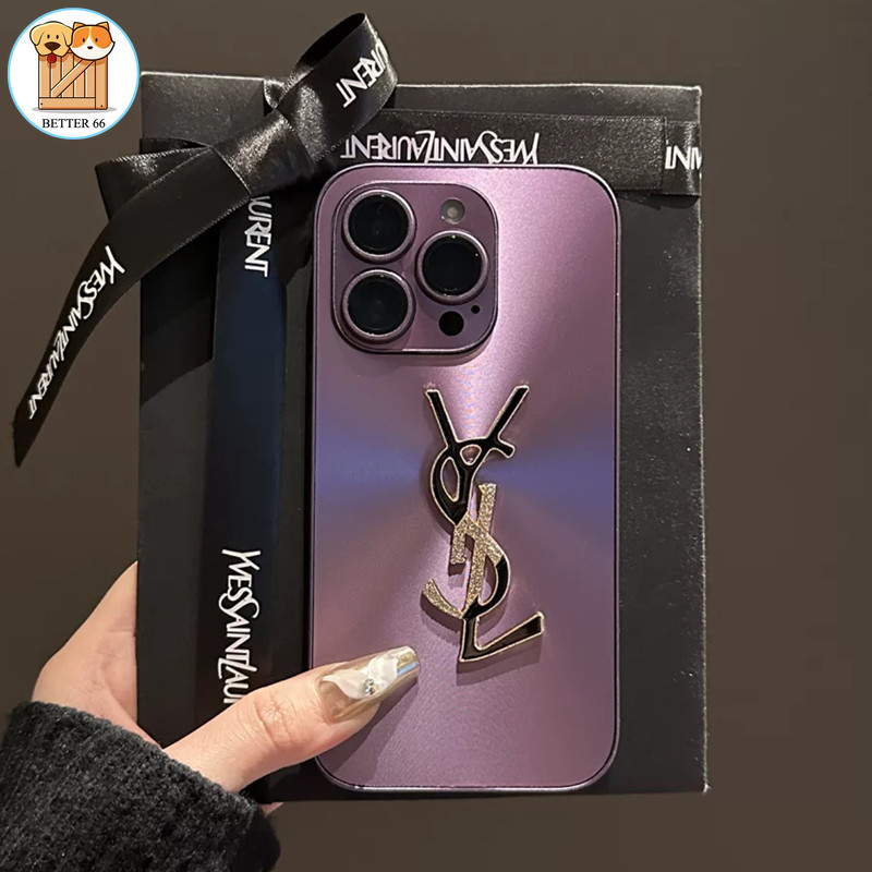 แสงหรูหรา Saint Laurent Insเคสโทรศัพท์สีทึบเรียบง่ายเหมาะสําหรับIPhone 11 12 13 14 15 Pro Max Premium 14 15 Plus Anti DropและAnti Shockป้องกันกรณี