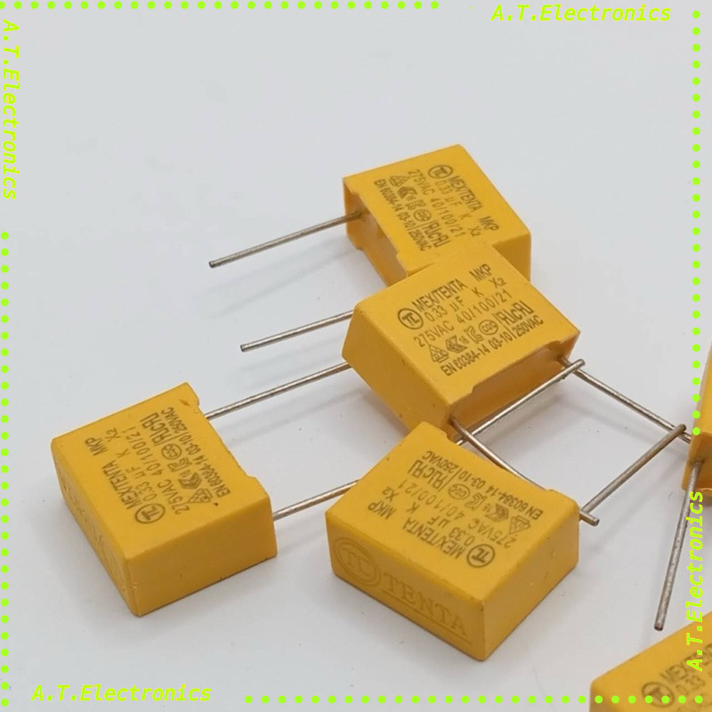 พร้อมส่ง! Cโฟลี่ 330นาโน 275v แพ็ค5ชิ้น MEX/TENTA MKP 0.33 UF K X2 275VAC 40/100/21 EN 60384-14 03-1