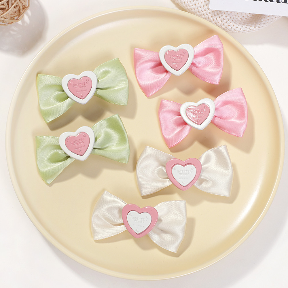 2ชิ้น น่ารักโบว์กิ๊บรูปหัวใจหวาน ใบเรียกเก็บเงินเป็ด คลิปอินคลิปด้านข้างสาวอุปกรณ์ผม
