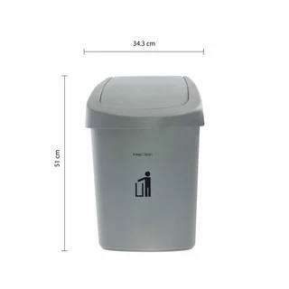 GlobalHouse DKW ถังขยะฝาสวิง 25 ลิตร 28x34.3x51ซม. รุ่น HH-207P สีเทาอ่อน สินค้าของแท้คุณภาพดี