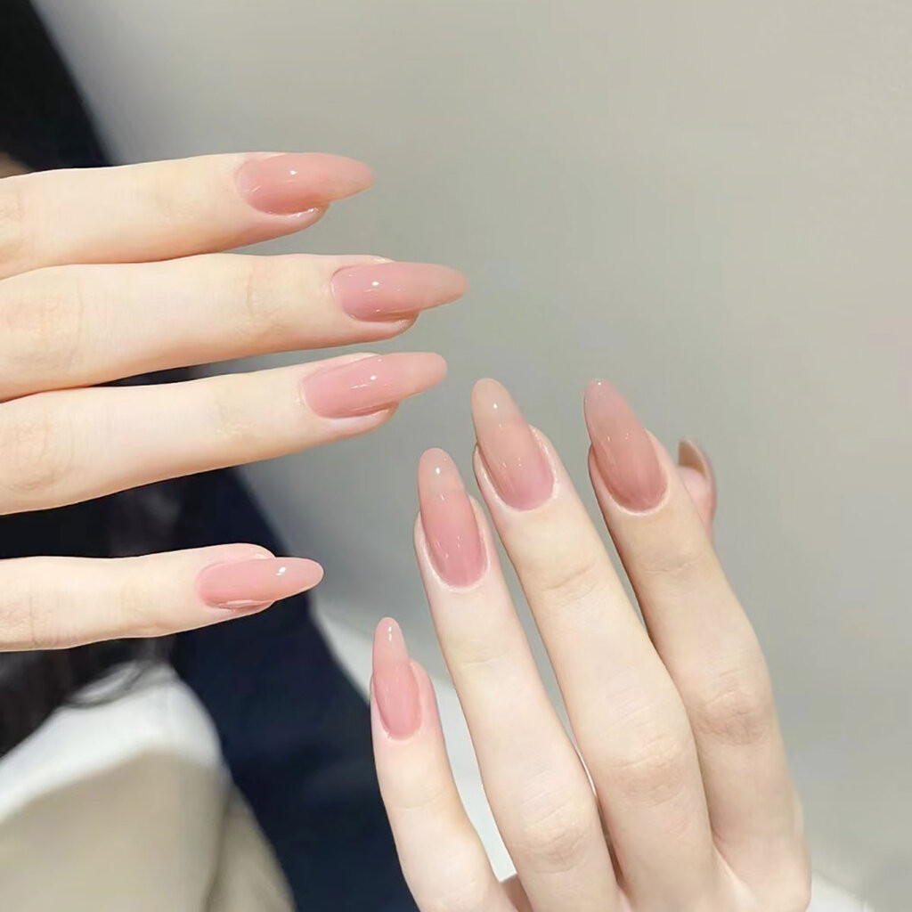 17POOL P196 เล็บปลอม สีธรรมชาติ ยาวกลาง เล็บมือ เร็จรูป กันน้ำ กล่อง 24 ชิ้น