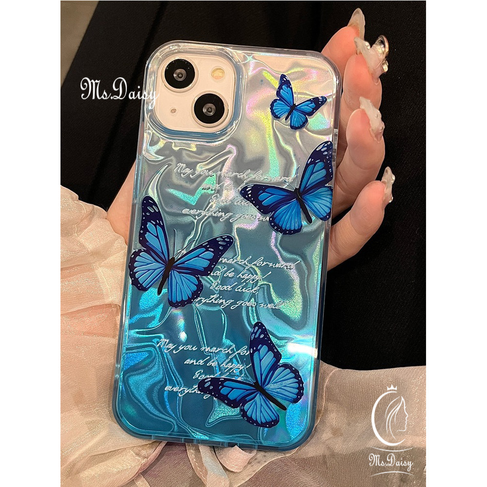แฟชั่นระลอกน้ําเคสโทรศัพท์สําหรับoppo A5 2020 A9 2020 A1 Pro A1K A3S A11X A11 A12E A15 A15S A16 A55S A16K A35 A54S A55 A53 A98 ฝาครอบโทรศัพท์ผีเสื้อสีฟ้า