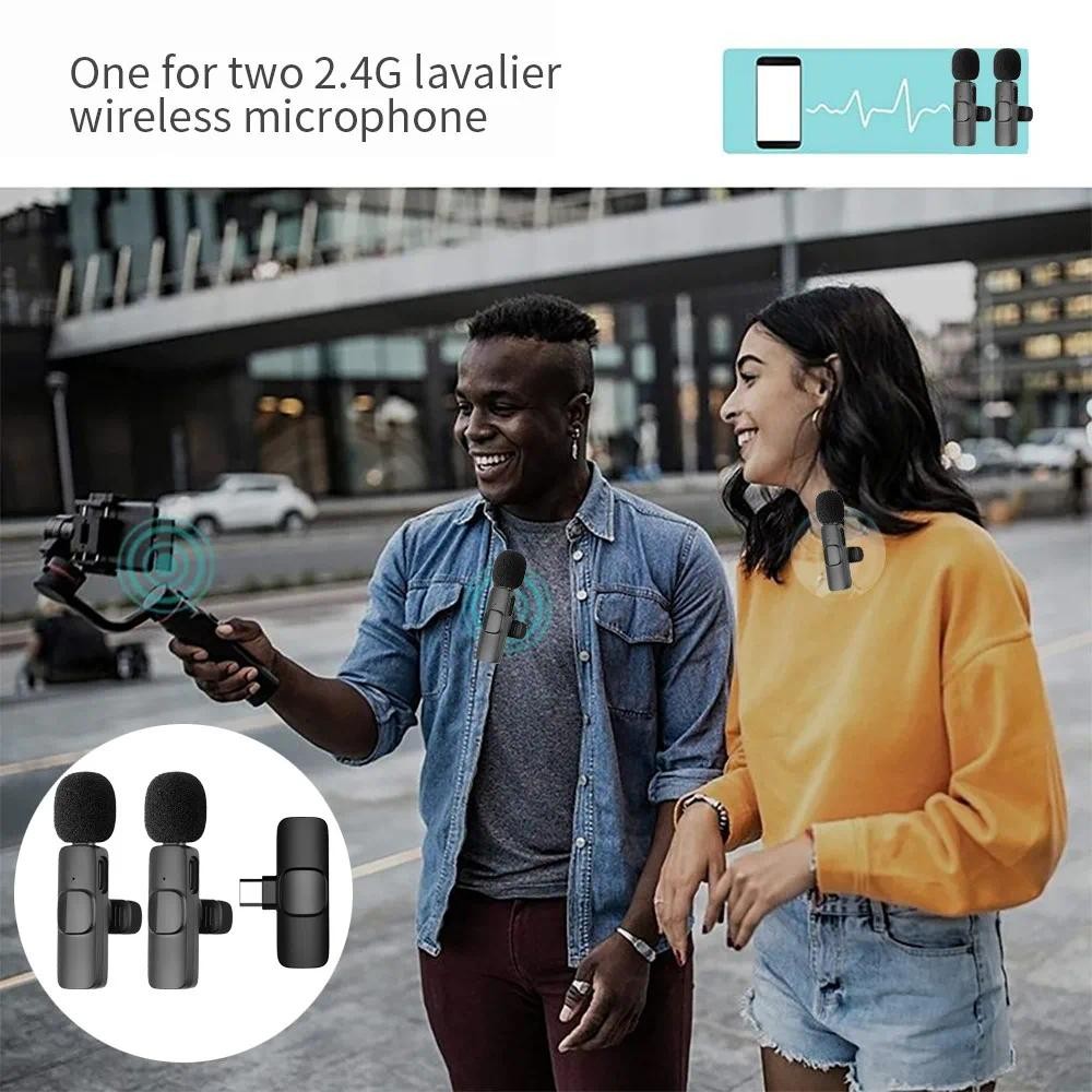 K9 ไร้สาย Lavalier ไมโครโฟนเสียงรบกวน Cancelling เสียงบันทึกวิดีโอ Mini Mic สําหรับโทรศัพท์ Android Live Broadcast เกม Mic