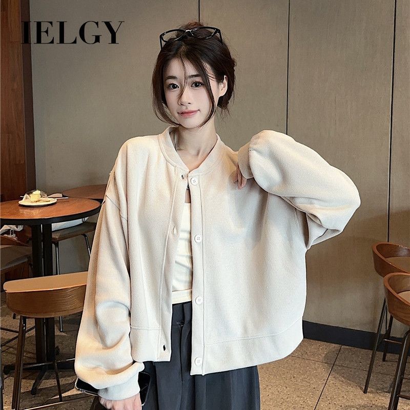 IELGY เสื้อแจ็คเก็ตเบสบอลผู้หญิงเสื้อแจ็คเก็ตบางหลวม