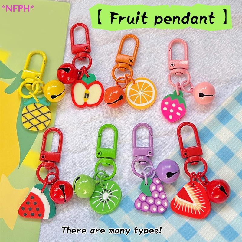 Nfph> ผลไม้น่ารักสตรอเบอร์รี่องุ่นสีส้มจี้พวงกุญแจสําหรับผู้หญิงสาวแฟชั่นลูกอมสีผลไม้พวงกุญแจกระเป๋าอุปกรณ์ตกแต่งใหม่