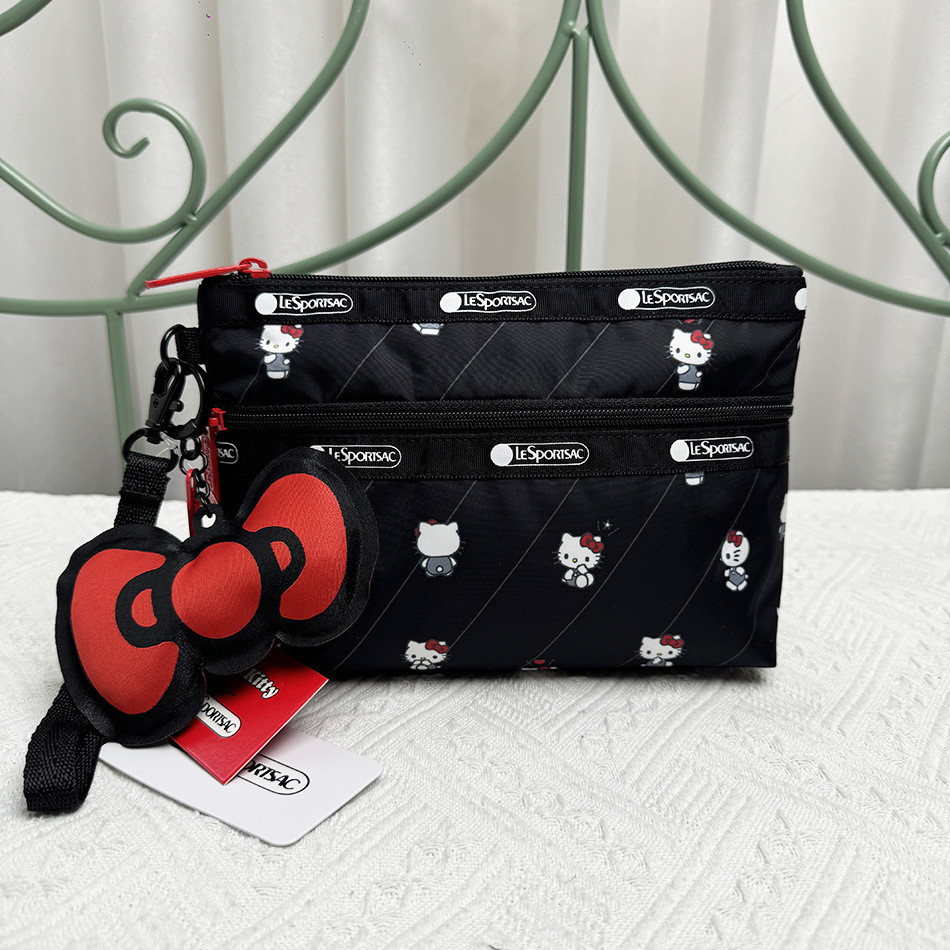 Lesportsac สินค้าใหม่ Black KITTY Series Female Bag Clutch Bag 111