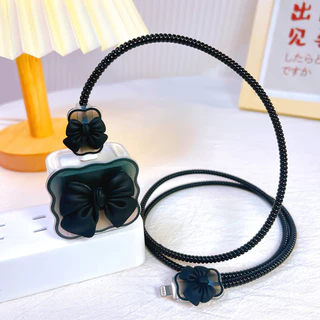 1ชุด5ชิ้น ชุดถนอมสายชาร์สำหรับ ไอโฟน20W/18W Cable Bite เคสหัวชาร์จ สายชาร์จ ลายการ์ตูนน่ารัก ตัวถนอมสายชาร์จ