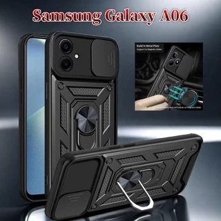 Samsung Galaxy A06 5G 2024 เกราะกันกระแทกสําหรับ Samsung Galaxy A06 5G 4G 2024 Push ดึงกล้องปกป้องเคสโทรศัพท์ผู้ถือแม่เหล็กแหวนกันกระแทกฝาหลัง