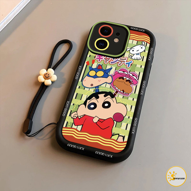เคสแบบนุ่มพร้อมสายคล้องสำหรับใส่บัตรรูปชินจังสุดน่ารัก เข้ากันได้กับ OPPO A58 A12 A38 A16 A15 A54 A5s A7 A17 A57 A3s A53