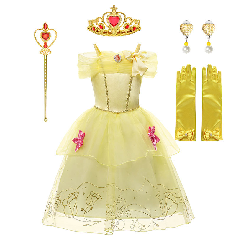 สาวงานเลี้ยงวันเกิดชุดเจ้าหญิงออโรร่าพีชคอสเพลย์เครื่องแต่งกายมงกุฎและถุงมือชุดเด็กเทศกาลเสื้อผ้าฮาโลวีน - รูปที่ 7