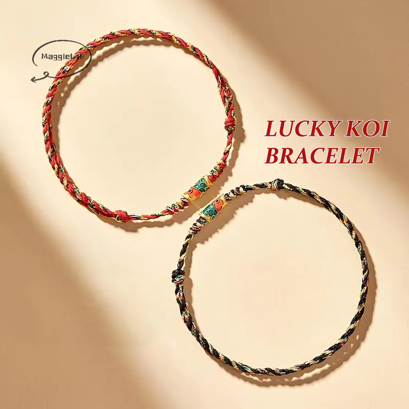 Maggiel Handmade Knots สีแดงสีดํา String Lucky สร้อยข้อมือสําหรับผู้ชายผู้หญิง, สร้อยข้อมือปรับได้ของขวัญที่สมบูรณ์แบบสําหรับคู่และเพื่อนที่ดีที่สุด TH