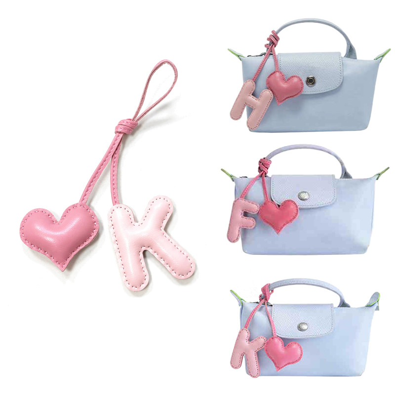 กระเป๋าแฟชั่น Charm อุปกรณ์เสริมกระเป๋าถือจี้ตัวอักษร FHJK Love Shape Creative พวงกุญแจ Backbag Love Heart กระเป๋าถืออุปกรณ์เสริม