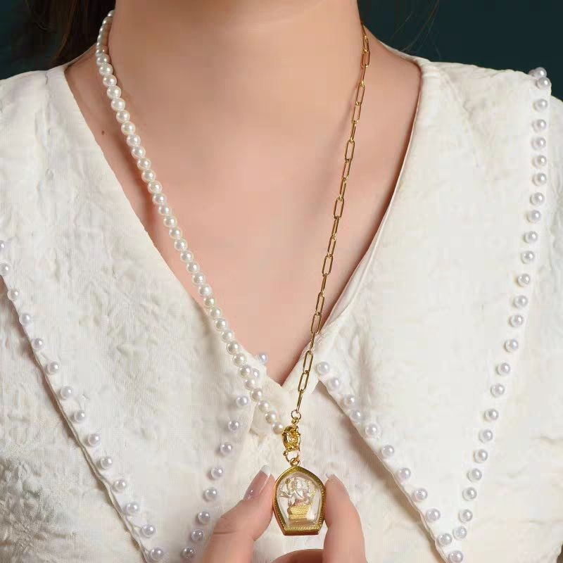 T ประเทศไทย Amulet CHAIN สร้อยคอมุก Quick Release Buckle Amulet Lanyard Clavicle CHAIN จี้หยกเชือก F
