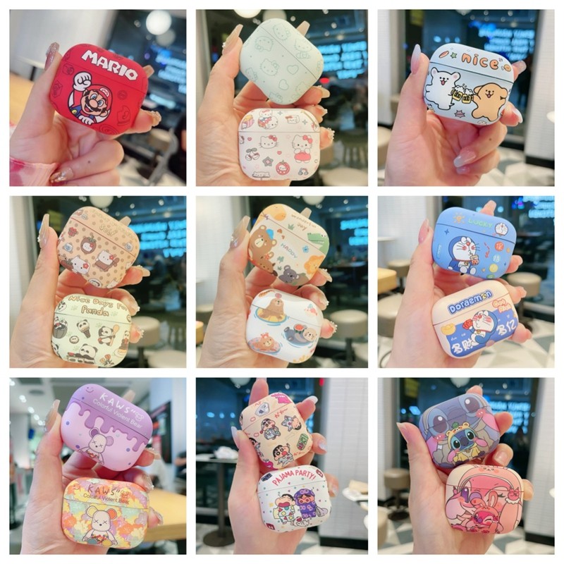 อะนิเมะน่ารัก Matte การ์ตูนนุ่มสําหรับ AirPods 4 TPU สีสันป้องกันหูฟังปลอก AirPod 1/2/3/Pro Pro2 กรณี AirPods 3 ฝาครอบ