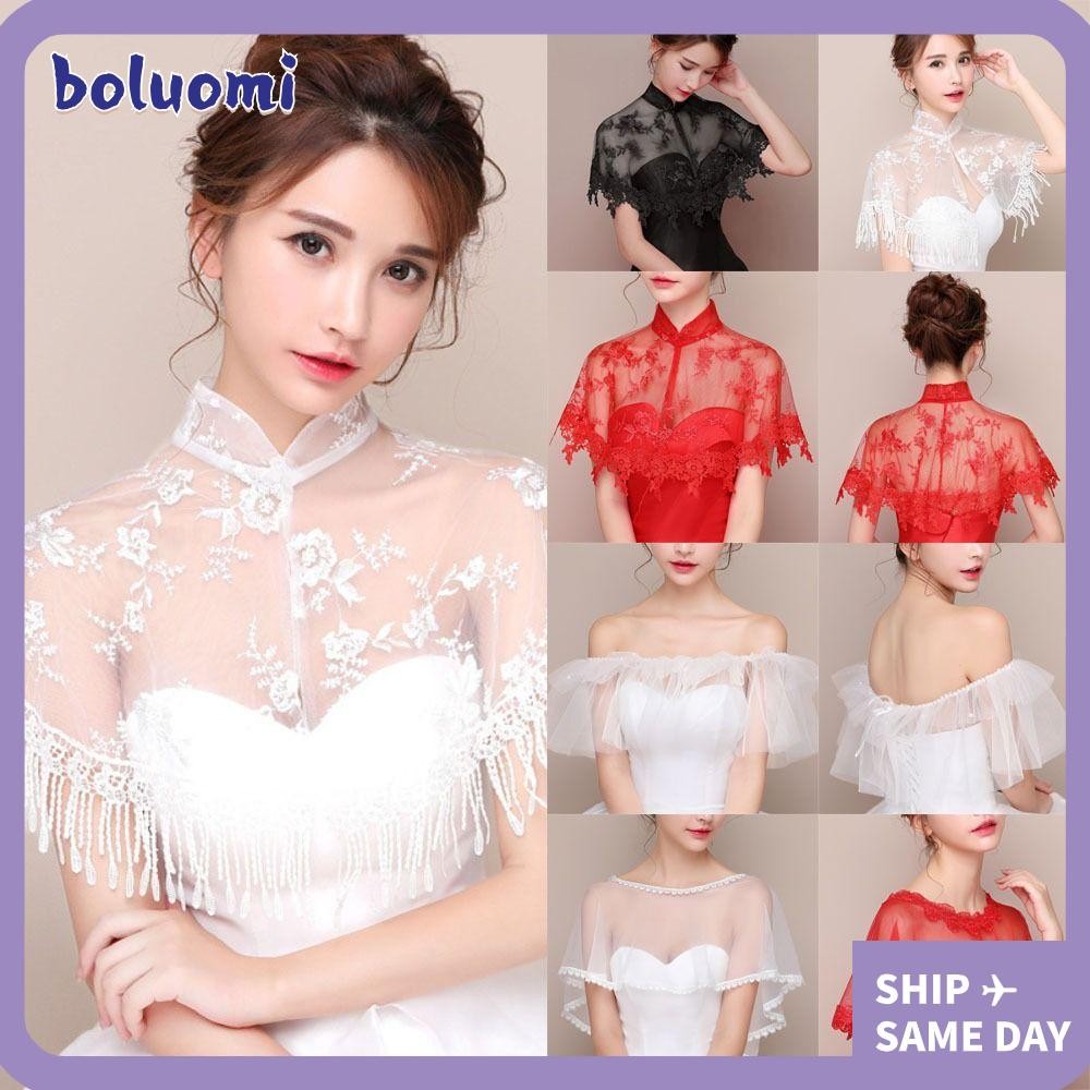 Boluoomi Evening Prom Cape Tulle ผ้าคลุมไหล่คอสเพลย์ Elegant เจ้าสาว Wrap งานแต่งงานผ้าคลุมไหล่เจ้าสาว