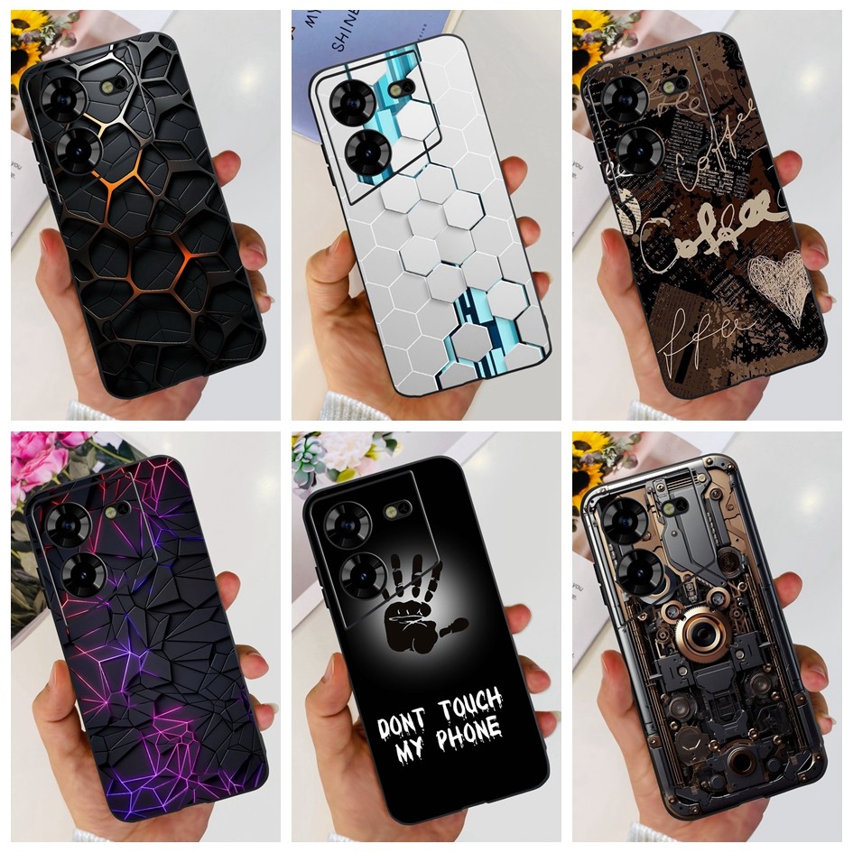 สําหรับ Tecno Pova 5 4G LH7n กรณีหรูหราหินอ่อนซิลิโคนสีดําโทรศัพท์ปกหลังสําหรับ Tecno Pova5 2023 กันกระแทกกันชน