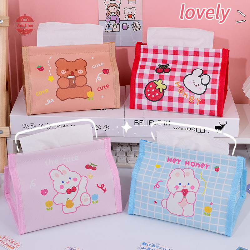 Adachoi เวอร์ชั่นเกาหลีของตุ๊กตาหมีการ์ตูนน่ารักกล่องกระดาษทิชชูสาวหัวใจ PU เดสก์ท็อปการจัดเก็บกระดาษทิชชูหอพักนักเรียนกล่องกระดาษ TH