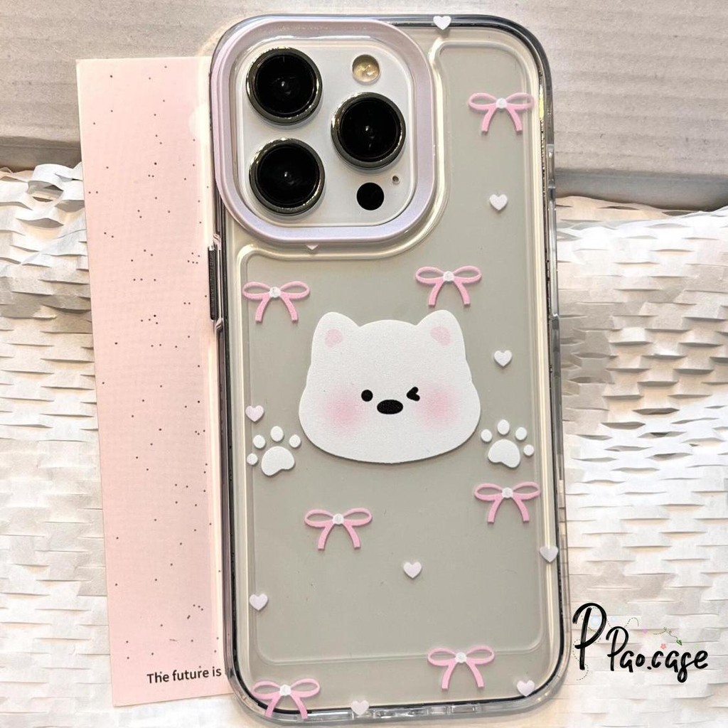 ลูกสุนัขน่ารักโบว์ TPU อ่อนเข้ากันได้ เคสไอโฟน 13 11 15 รูปที่ 5