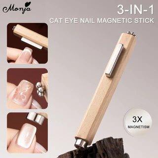 Monja 3 In 1 เล็บแม่เหล็กชุดปากกา 3D CAT EYE Dual-Ended Wand เจลเล็บ Magic เล็บ DIY Salon เครื่องมือ