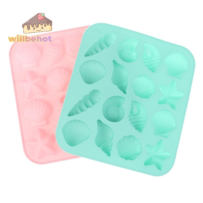 [WillbehotT] 16 Cavity Shell Conch ปลาดาวและแม่พิมพ์ซิลิโคนรูปอื่นๆ DIY Candy Mousse Pastry พุดดิ้งช็อกโกแลตเค้กเบเกอรี่แม่พิมพ์ [ใหม่]