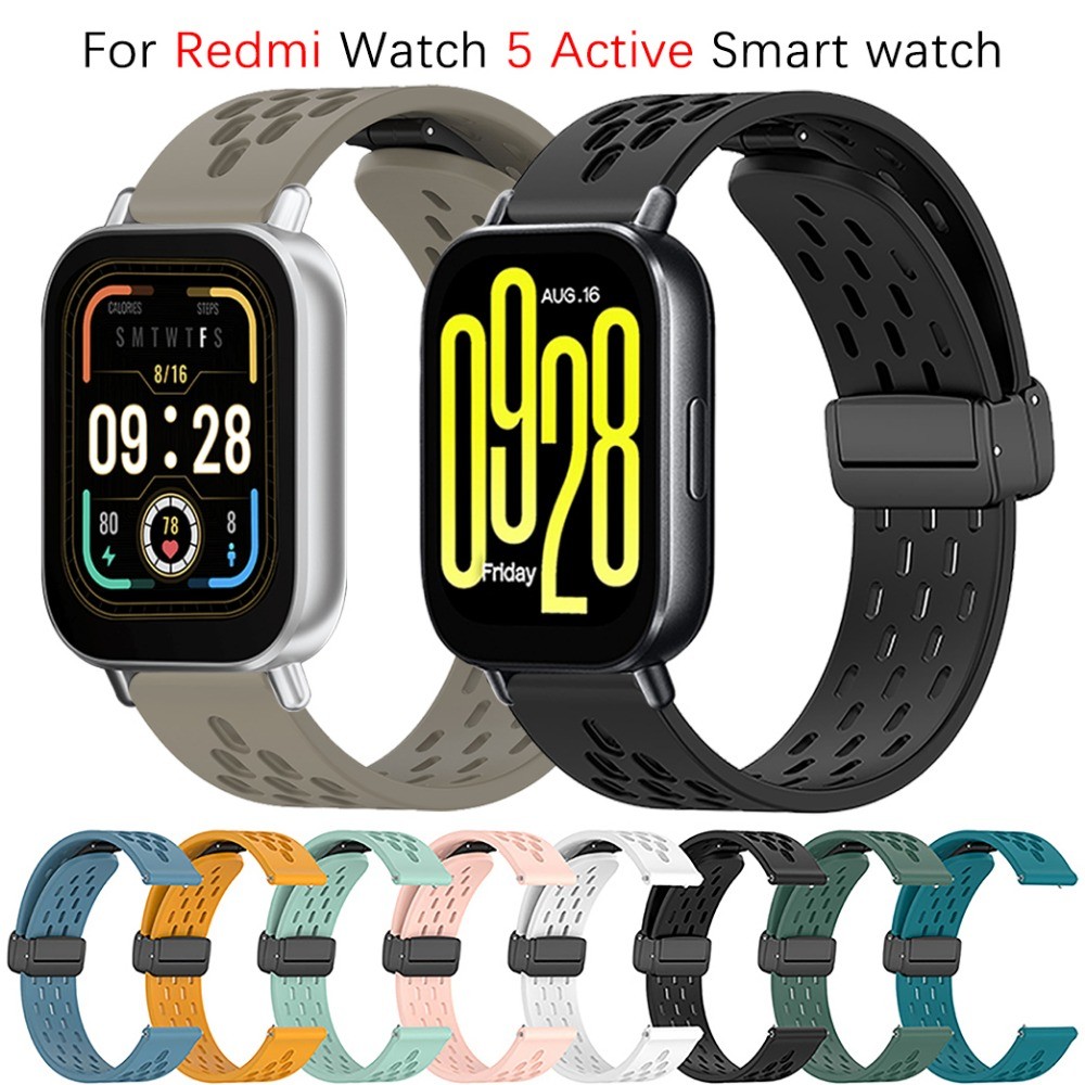 สายรัดเข็มกลัดแม่เหล็กสําหรับ Redmi Watch 5 Active/Redmi Watch 5 lite Breathable Soft ซิลิโคนเปลี่ยนสายนาฬิกา