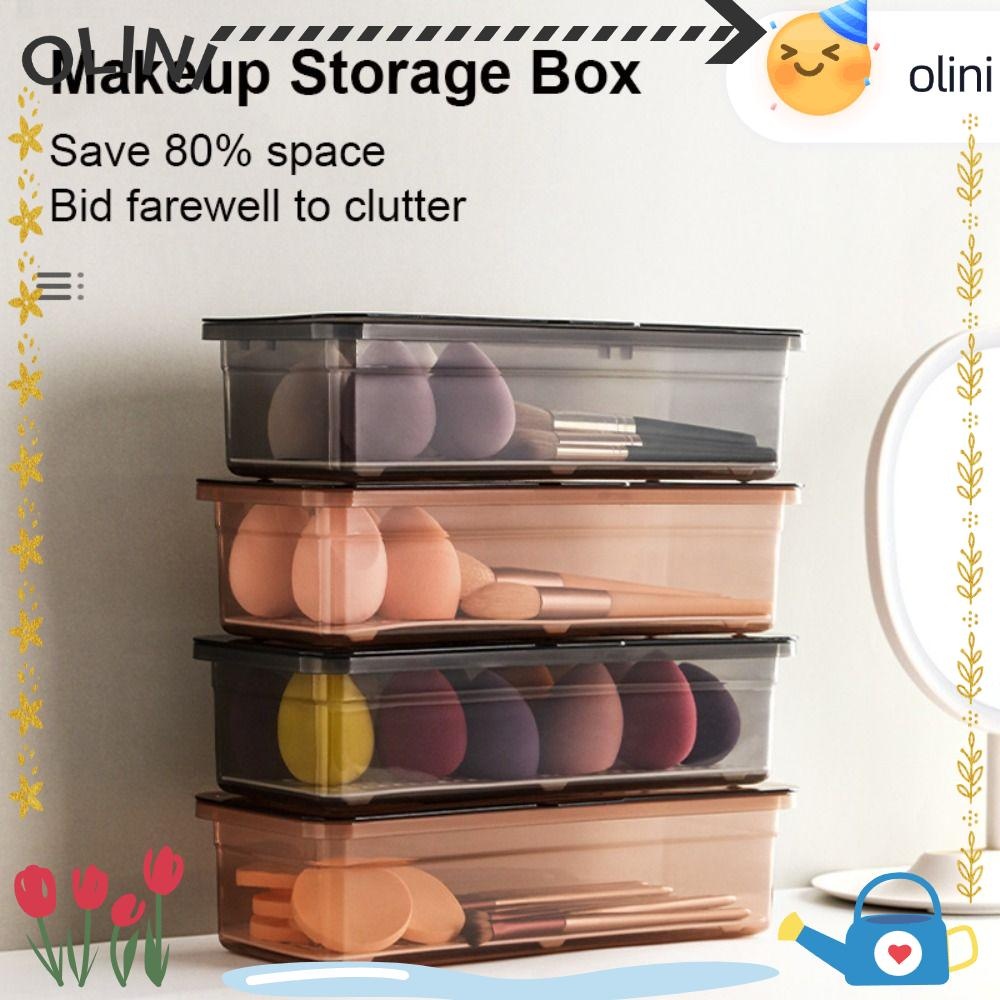 Oliini ที่เก็บเครื่องสําอางที่ใส่แปรงแต่งหน้าโปร่งใสความงามไข่ลิปสติกเก็บกันฝุ่นสก์ท็อปออแกไนเซอร์