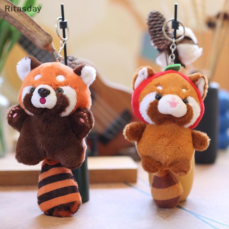 Ritasday น่ารักการ์ตูนจําลอง Red Panda Plush จี้นุ่มตุ๊กตาตุ๊กตาพวงกุญแจกระเป๋าเป้สะพายหลังตกแต่งสําหรับของขวัญเด็กใหม่