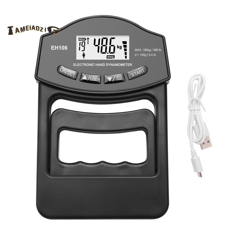 Grip Strength Tester, 396Lbs/180Kg Digital Hand Dynamometer Grip Strength Meter หน้าจอ USB LCD Hand Grip Dynamometer